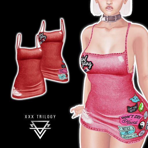 Tri - Mini Red Jean Dress