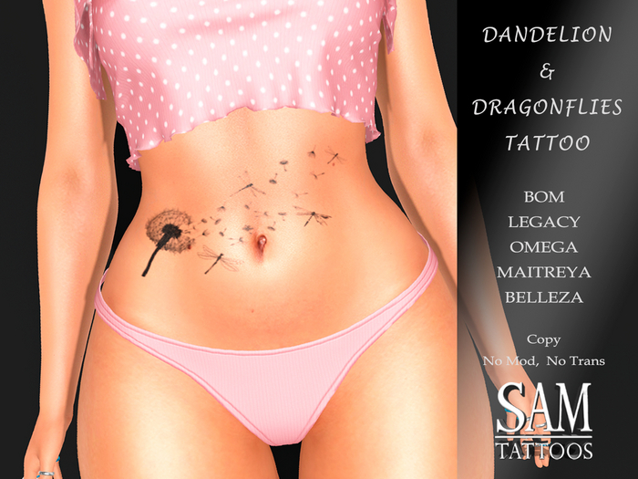 [SAM TATTOOS] DANDELION & DRAGONFLIES TATTOO