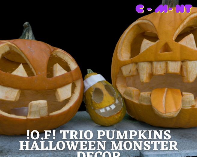 !O.F! Trio Pumpkins Halloween monster decor