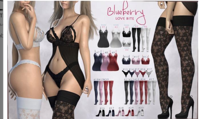 #1 Blueberry - Love Bite - RARE - Lingerie - Black - *M*
