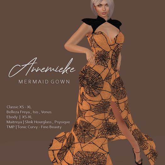 G.L.-Annemieke-Mermaid-Halloween Orange Cobweb  
