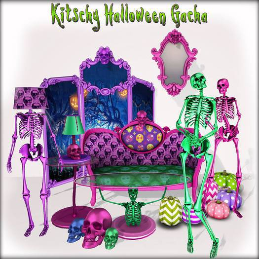 Kitschy Halloween Collection-Liquid Skeleton Avatar Green RARE