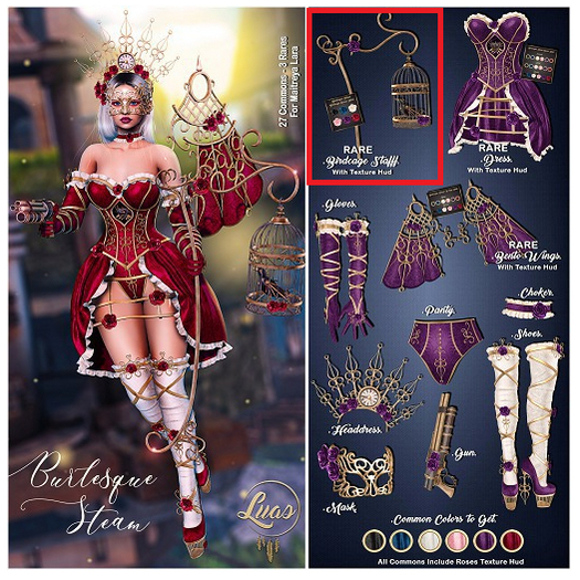 Luas Burlesque Steam Birdcage Staff RARE