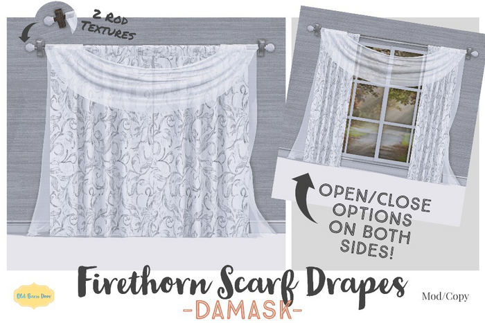{OBD} Firethorn Scarf Drapes - Damask