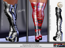 McCartney Leather Block Heel Boots with zippers & Studs,Thigh High Boots,Thigh High Boots,Thigh High Boots,Thigh High