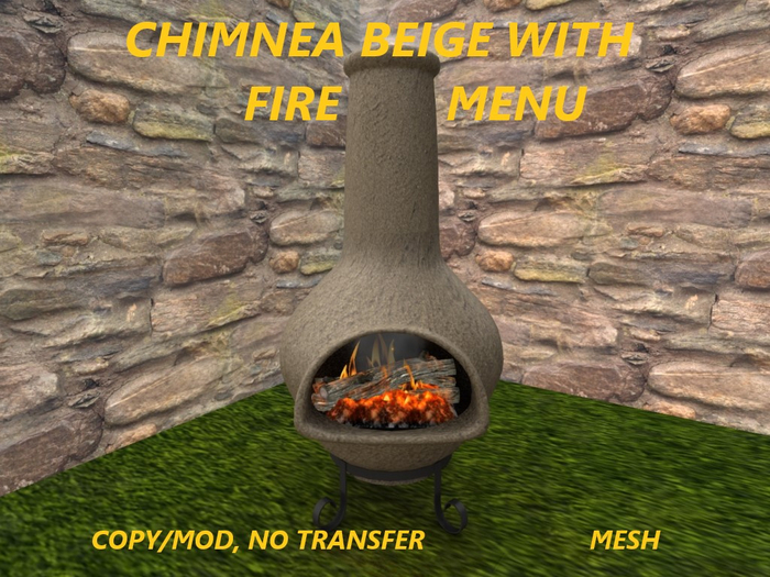 CHIMNEA BEIGE WITH ON/OFF FIRE