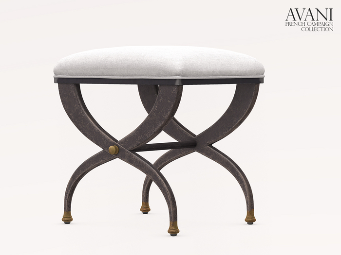 Avani French Campaign Collection S Curve Stool, Mist