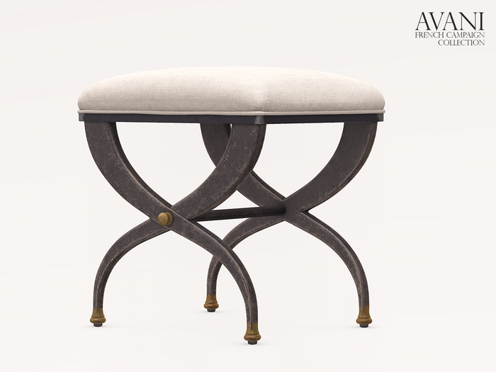 Avani French Campaign Collection S Curve Stool, Bisque