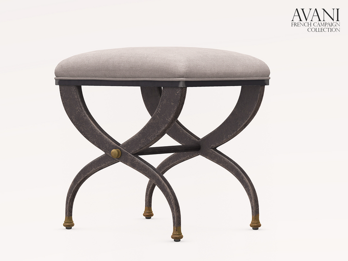 Avani French Campaign Collection S Curve Stool, Fog