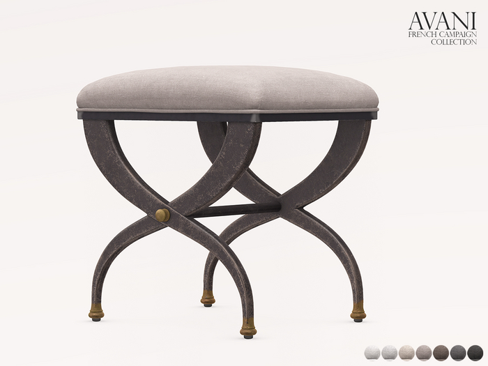 Avani French Campaign Collection S Curve Stool, All