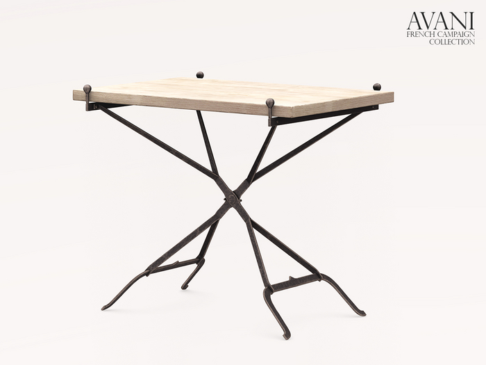 Avani French Campaign Collection Side Table, Bleached Oak