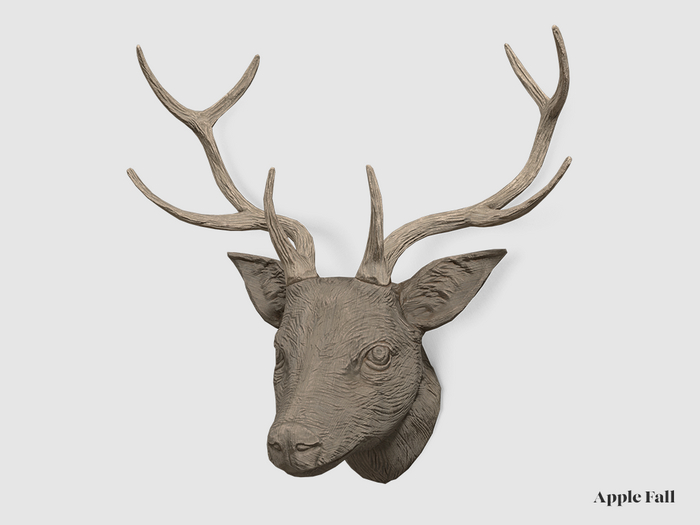 Apple Fall Carved Stag Bust - Aged & Weathered Oak