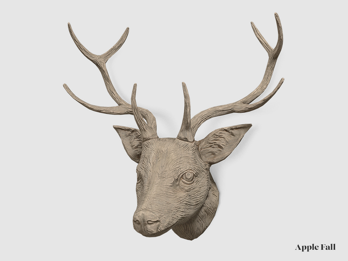 Apple Fall Carved Stag Bust - Aged Oak