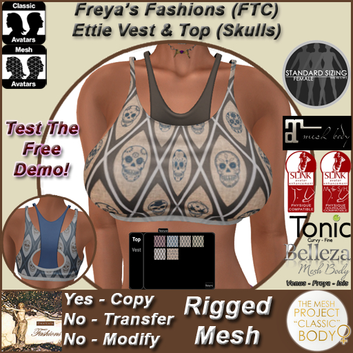 Freya's Fashions Ettie Top - Skulls (Full Texture Change)