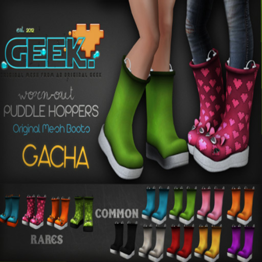 [geek.] Worn-Out Puddle Hoppers Pak Orange Kitty RARE