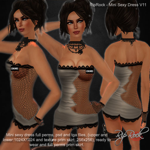 RipRock - Mini Sexy Dress V11, psd and tga files, full perms