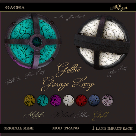 Lilith's Den - Gothic Garage Sphere - Gold - Gold