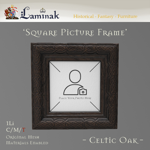 Laminak - Square Wall Hanging Picture Frame - Celtic Oak