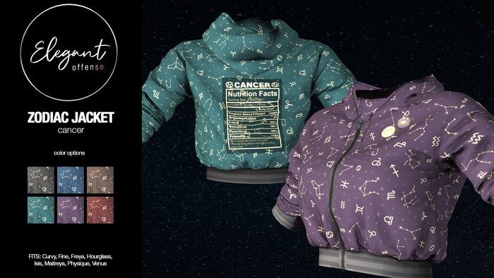 Elegant Offense: Zodiac Jacket Cancer {add me}