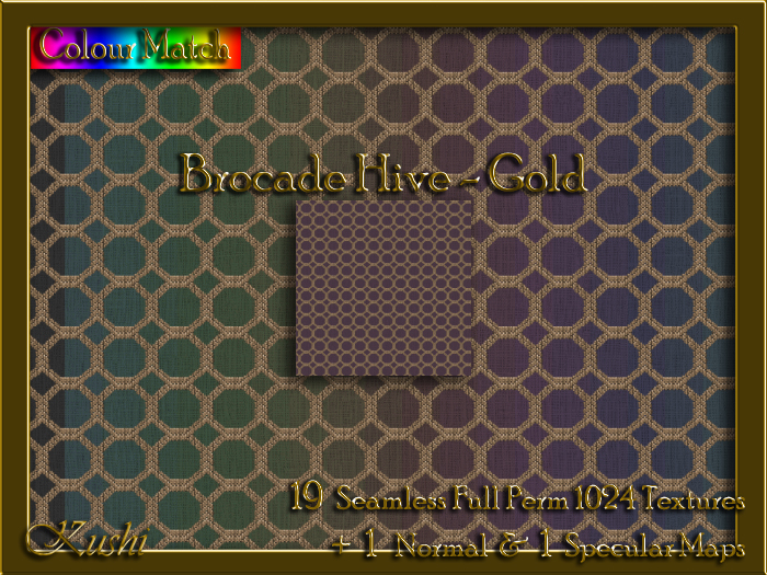 Brocade Hive Gold Seamless Texture Set