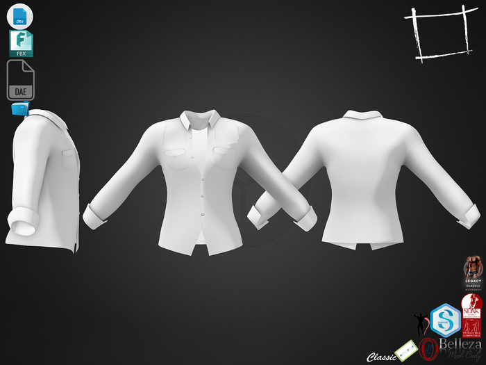 Dae Obj FBX Long Rolled Sleeve With Tshirt Under Slink Male, Belleza Jake, Signature Gianni,Legacy