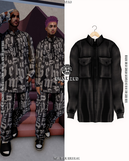 DUALIZED.-_-. Long Button Up. (Black)
