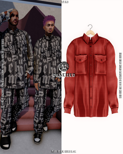 DUALIZED.-_-. Long Button Up. (Red)