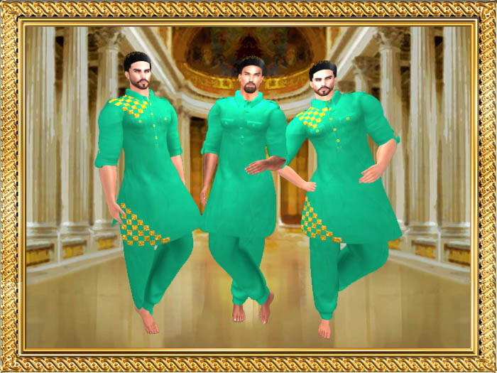 RI-PATHANI DRESS WITH TOPI GIANNII SEAGREEN