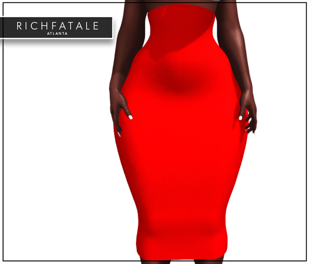 $RICH FATALE BASICS - HIGH WAIST SKIRT - ROUGE