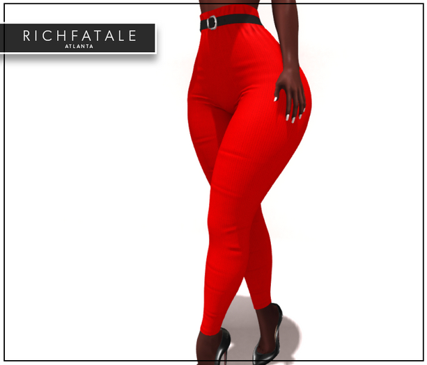 $RICH FATALE BASICS - HIGH WAIST BELTED TROUSER - ROUGE