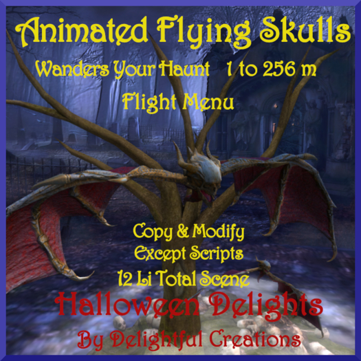 Wandering Animated Flying Skull Scene