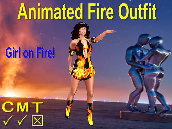 Complete Animated Fire Dress Outfit