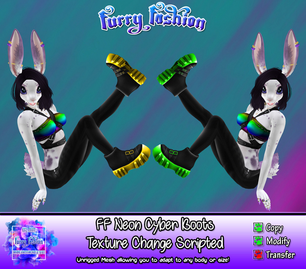 ~FF~ Neon Cyber Boots