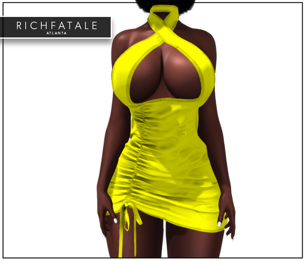 $RICH FATALE BASICS - CRISSCROSS BODYCON - CANARY