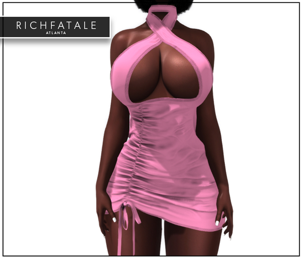 $RICH FATALE BASICS - CRISSCROSS BODYCON - BUBBLEGUM