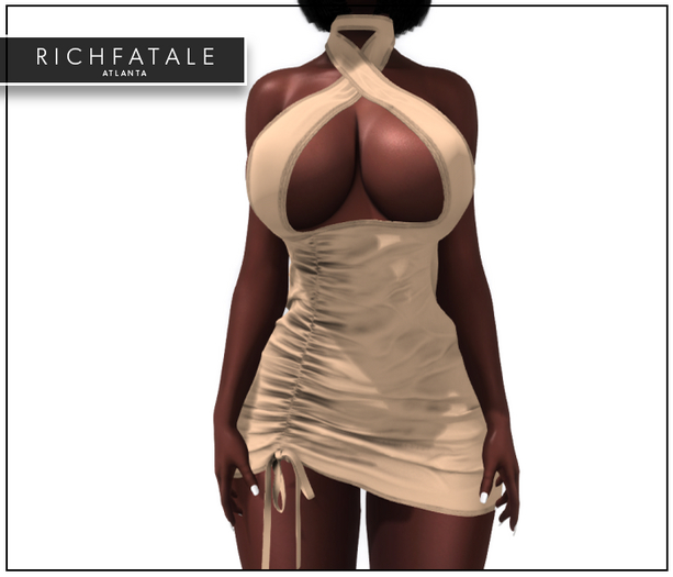 $RICH FATALE BASICS - CRISSCROSS BODYCON - LATTE