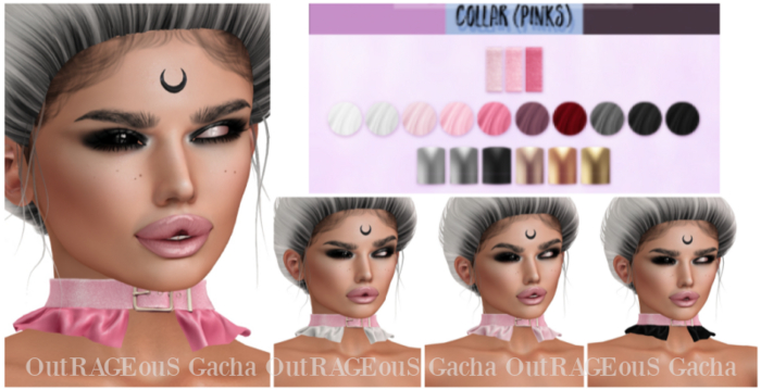 Sweet Thing. Clockwork Doll Collar w. Pink Hud