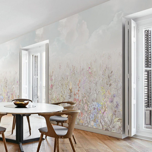 Image showcasing Second Life Marketplace - Floral Horizon Style Loft Wall texture ...