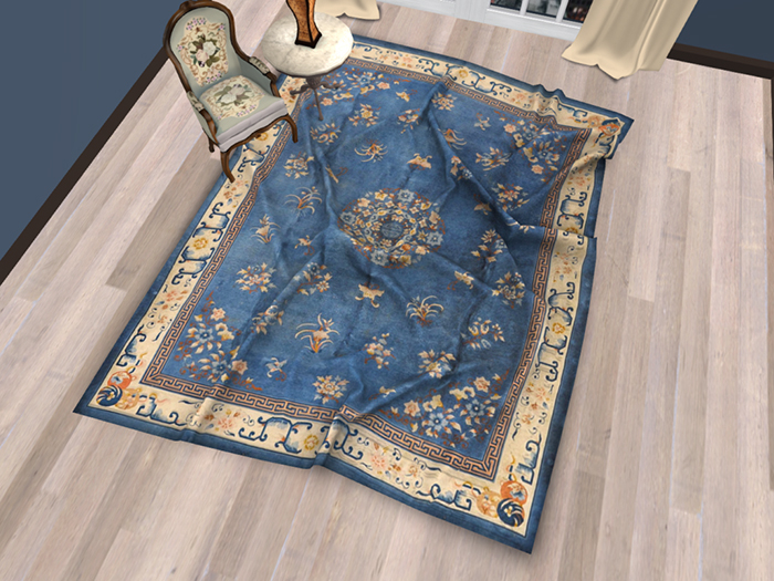  Wrinkled Antique Blue Cream Area Rug #21