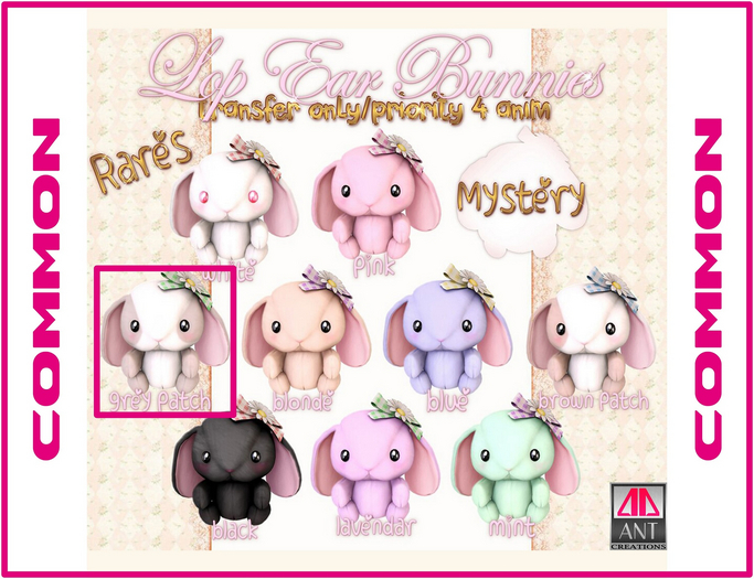 .tsg. Lop Ear Bunnies - Gray Patch