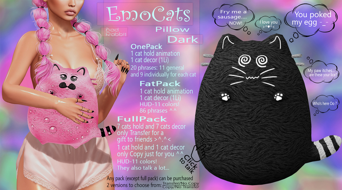 .:Bad Rabbit:. (Co/NTr) EmoCats Pillow Dark