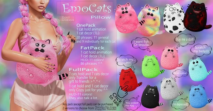 .:Bad Rabbit:. (Tr/NCo) EmoCats Pillow FATPACK