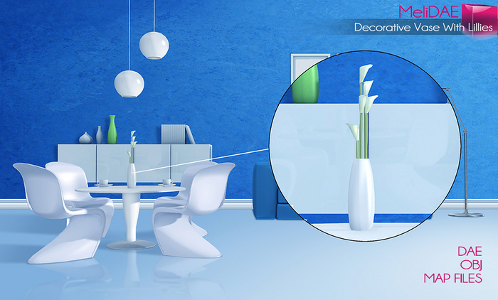 Dae, Obj, FBX, And Texture Files Decorative Vase With Lillies
