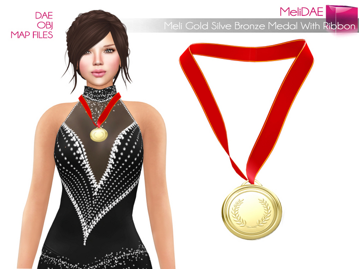 Dae, Obj, FBX, And Texture Files Gold Silver Bronze Prize Medal Neck Necklace Coin With Ribbon Accessory - Non Rigged