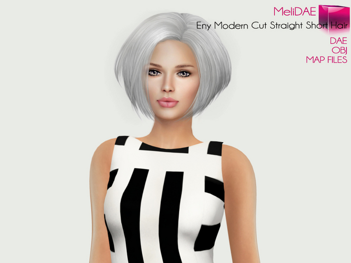 Dae, Obj, FBX, And Texture Files Eny Modern Cut Straight Short Hair - None Rigged