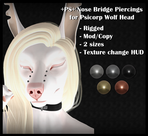 +PS+ Rigged Nose Bridge Piercings for Psicorp Wolf Head