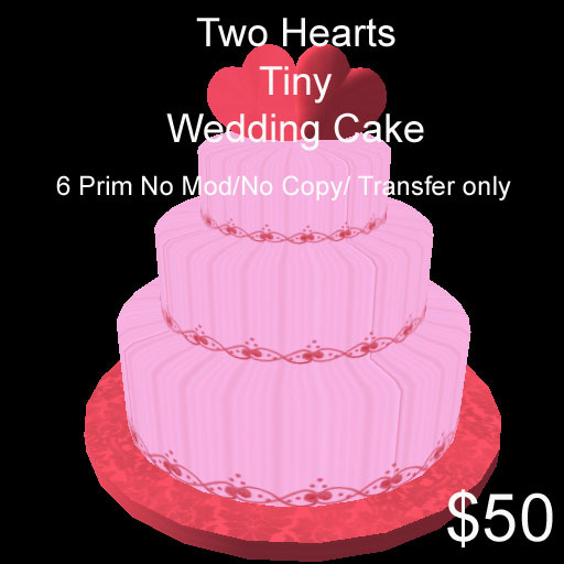 Two Hearts Tiny Wedding Cake In Pinks