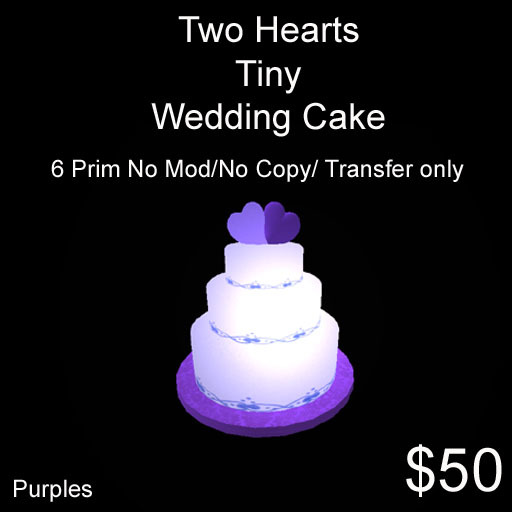 Two Hearts Tiny Wedding Cake Purple