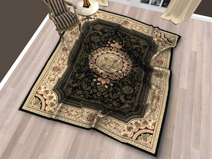  Wrinkled Antique Gold Black Area  Rug #23