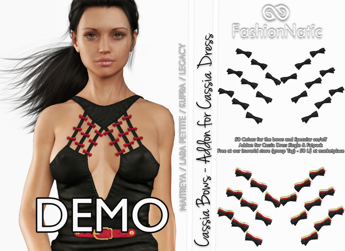 Demo Addon Cassia Bows - Maitreya Lara, Lara Petite, Kupra Original, Legacy - FashionNatic